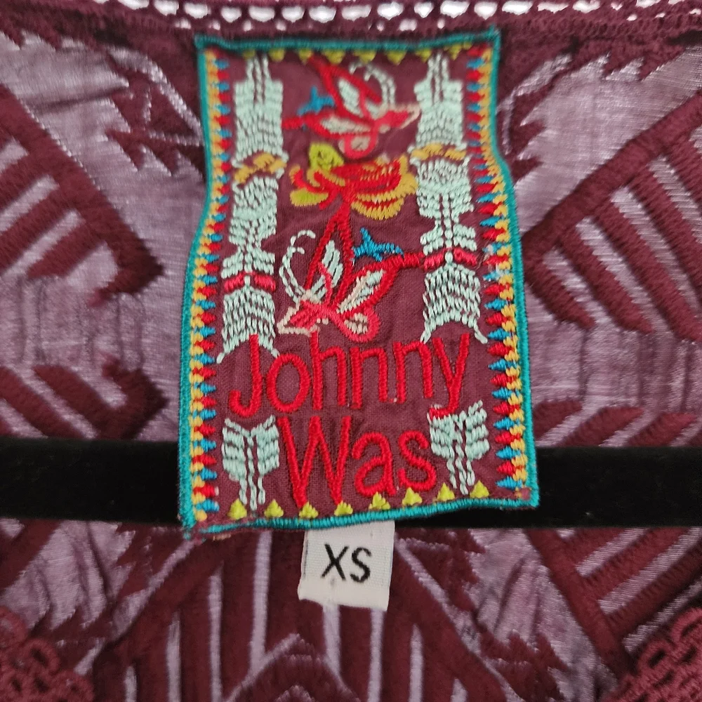 Johnny Was Renee Lace Maroon Blouse, XS - Picture 3 of 5